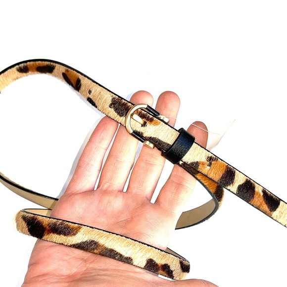 Talbots NWT Leopard FUR Leather Belt W. Gold Buckle Hardware. Size Large. - Picture 7 of 12